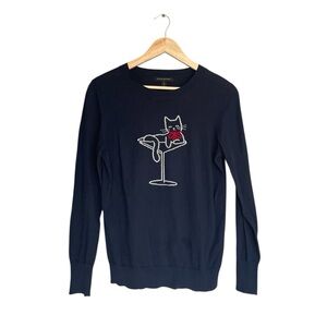 Banana Republic Factory Martini Cat Intarsia Crew-Neck Sweater